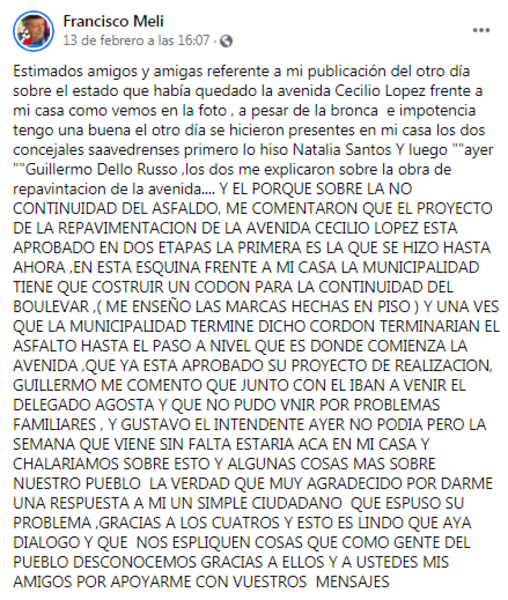 NATALIA SANTOS SOBRE EL ASFALTO EN SAAVEDRA: “LA FALTA DE COMUNICACIÓN ES MÁS QUE CLARA”