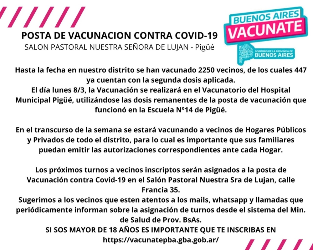 COVID: HOY SE VACUNA EN EL HOSPITAL