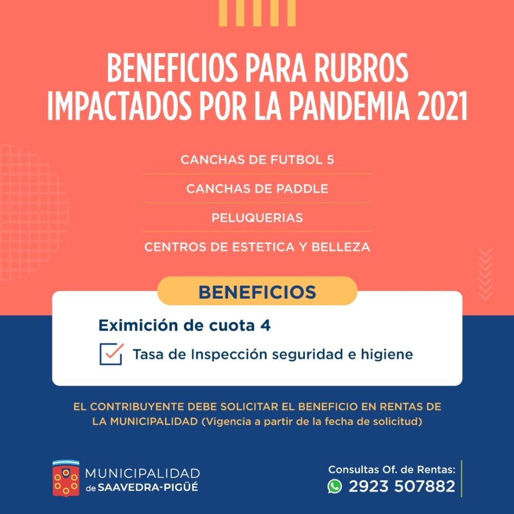 Beneficios para sectores afectados por la pandemia