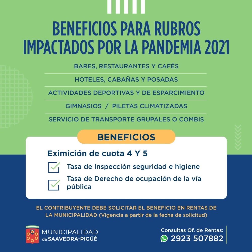 Beneficios para sectores afectados por la pandemia