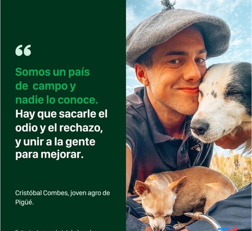 Nota en TN: Cristóbal Combes el joven de Pigüé que difunde datos del campo en las redes sociales