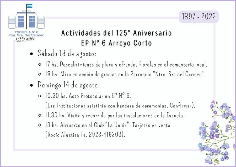 La primaria de Arroyo Corto prepara su 125 aniversario