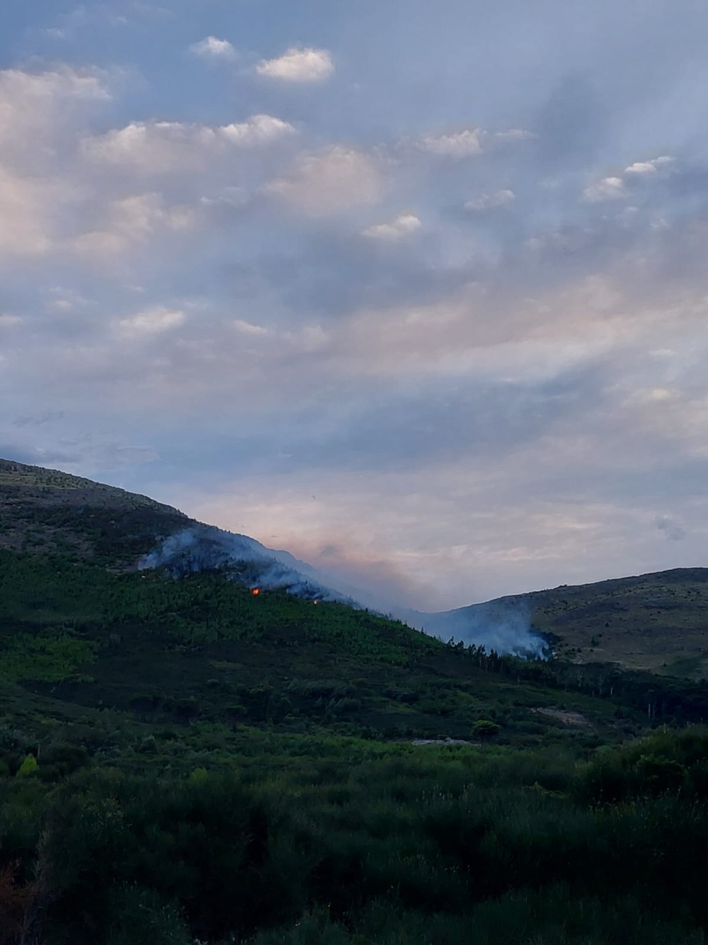 Combaten las llamas en el cerro ventana