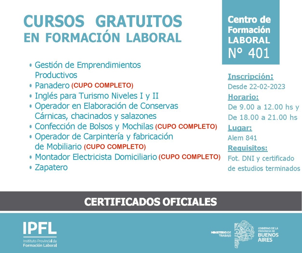 CFL 401: Una gran oportunidad de capacitación y trabajo