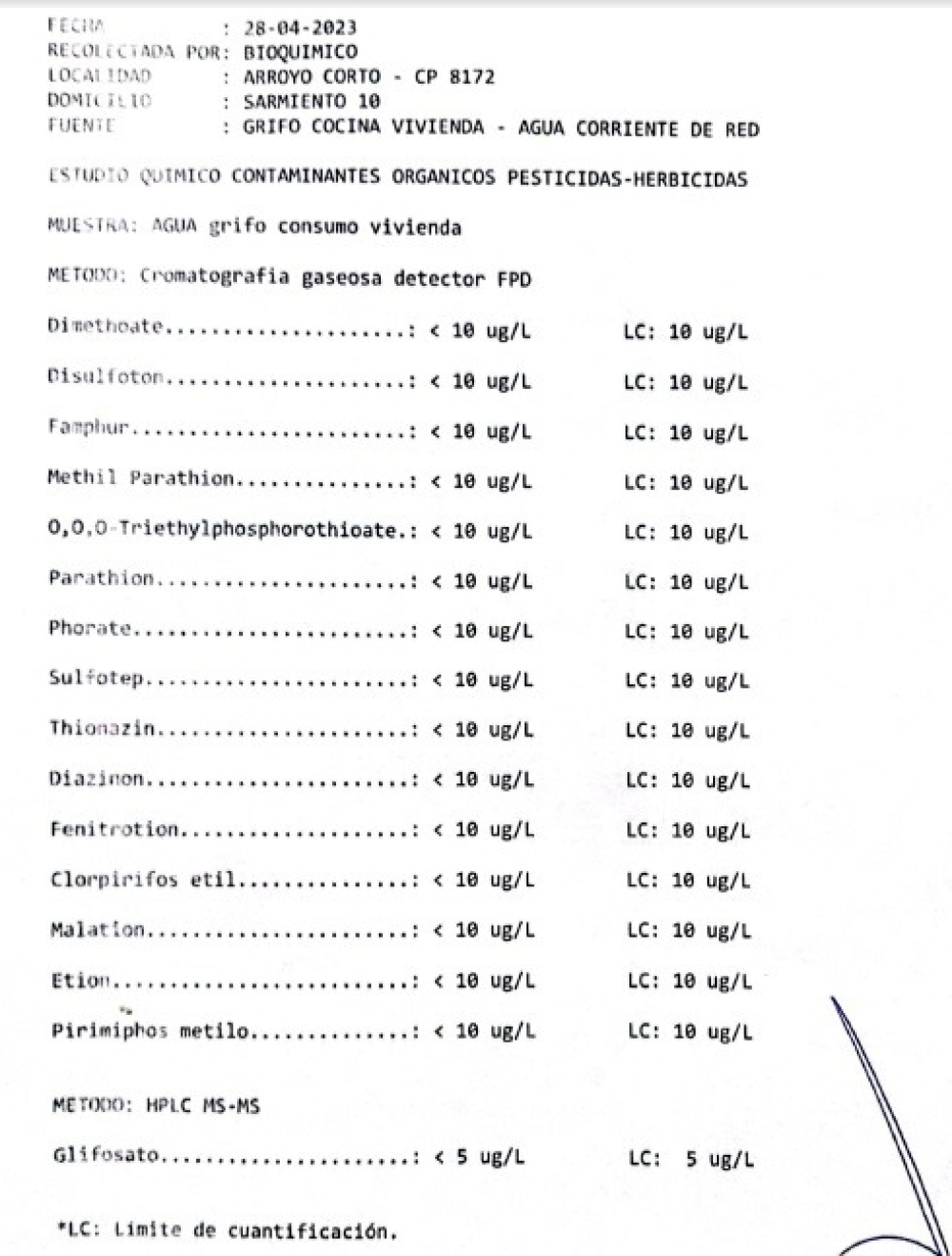 La sociedad de fomento de Arroyo Corto hizo analizar el agua de red y hay exceso de flúor