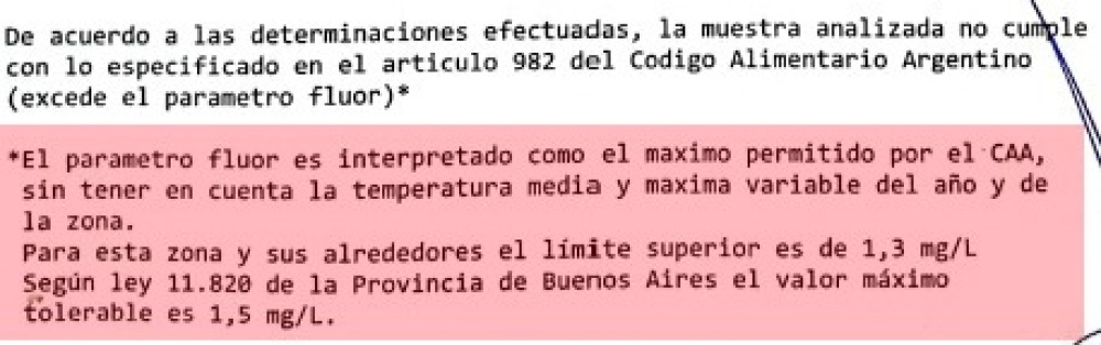 La sociedad de fomento de Arroyo Corto hizo analizar el agua de red y hay exceso de flúor