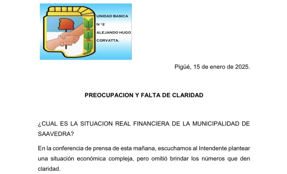 Unidad Básica ”Alejandro Hugo Corvatta: ”Preocupación y falta de claridad”