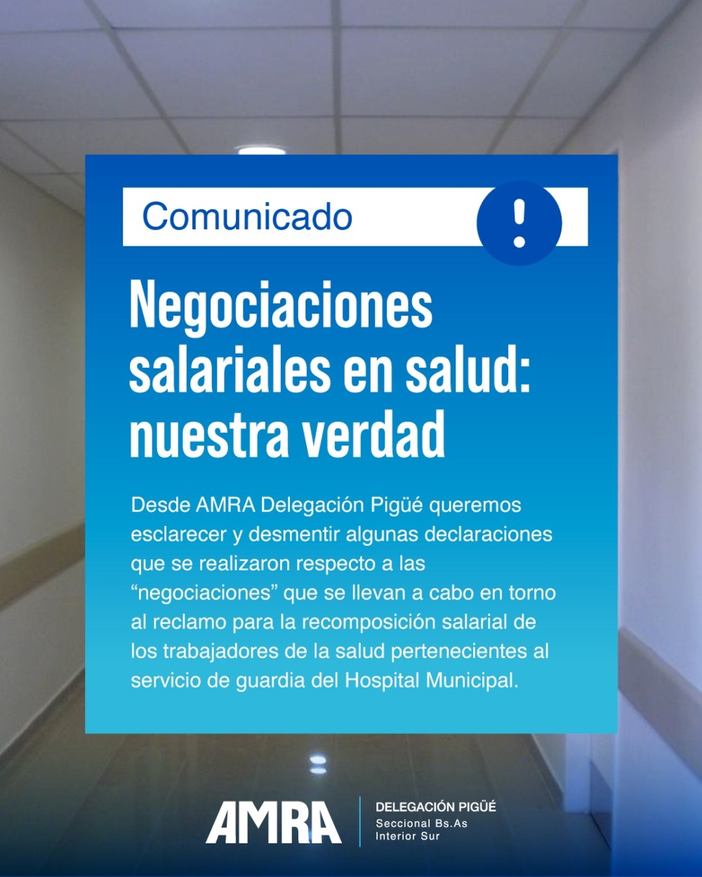 Aclaración y posicionamiento de AMRA Pigüé sobre la recomposición salarial y la situación del sistema de salud