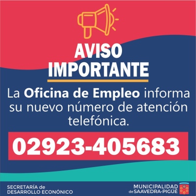 NUEVO NÚMERO DE ATENCIÓN PARA LA OFICINA DE EMPLEO