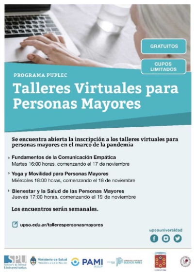 TALLERES PARA ADULTOS MAYORES EN CONTEXTO DE PANDEMIA