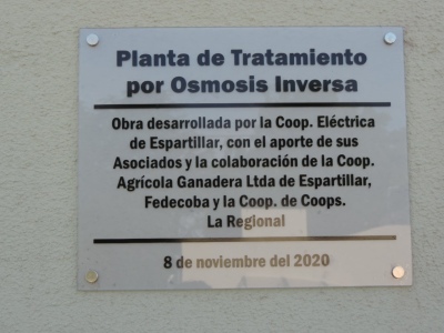 INAUGURARON LA PLANTA DE OSMOSIS INVERSA EN ESPARTILLAR