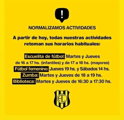 ARROYOCORTENSE NORMALIZÓ SUS ACTIVIDADES