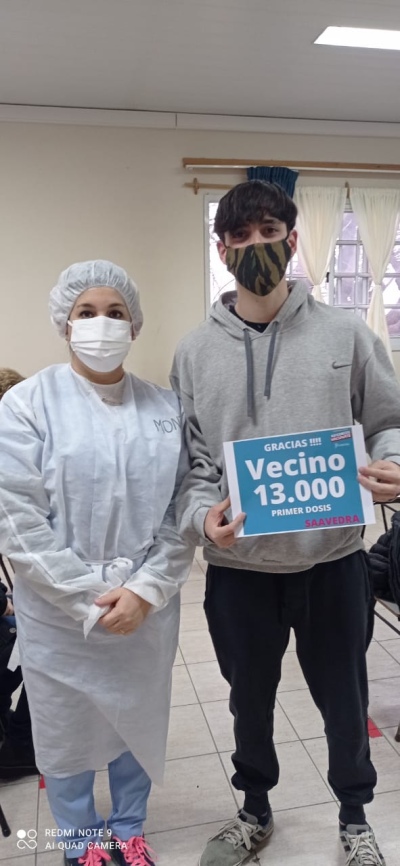 Hoy se vacunó "el vecino 13 mil" contra Covid en Pigüé