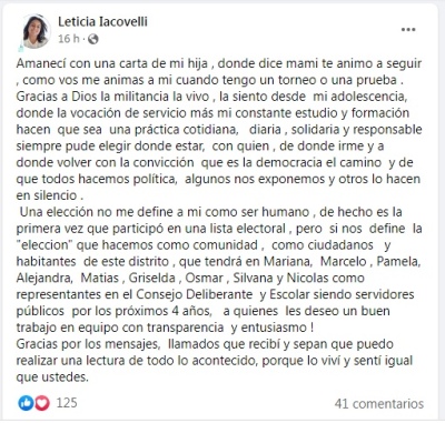 Leticia Iacovelli: "Una elección no me define como ser humano"