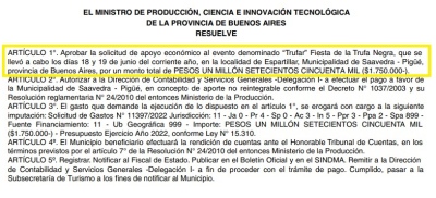 Trufar: la provincia aportó 1,750 millones de pesos