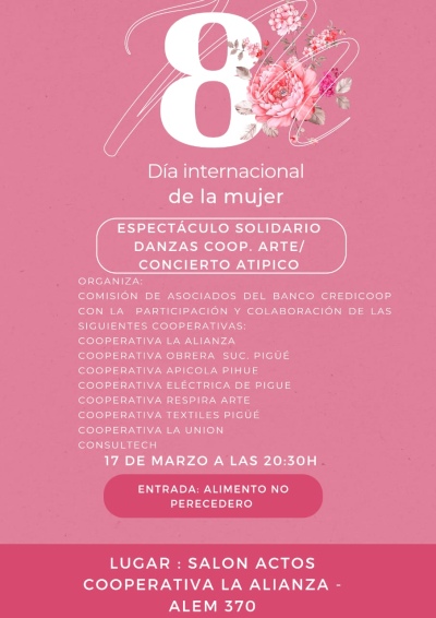 Cooperativas unidas por el día de la mujer en un espectáculo solidario