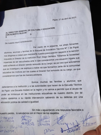 Escuela Técnica: enviarán tres cartas al Director de Educación Alberto Sileoni