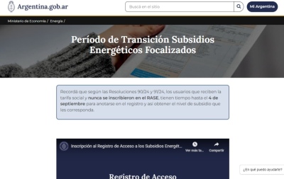 Queda una semana para inscribirse en el registro de subsidios a la energía