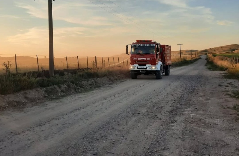 Incendio forestal en un camino vecinal 